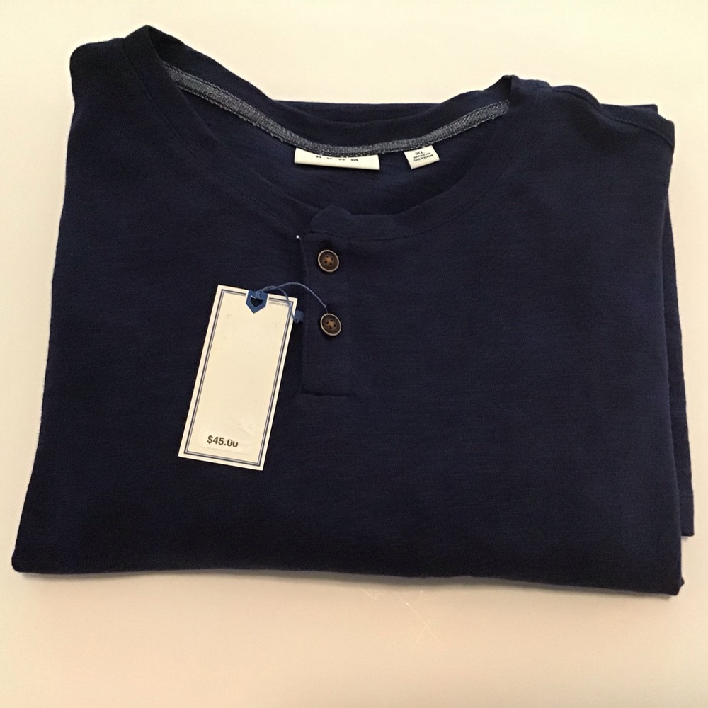 ROWM Shirt XL Navy Henly Tee Long Sleeve NWT $45